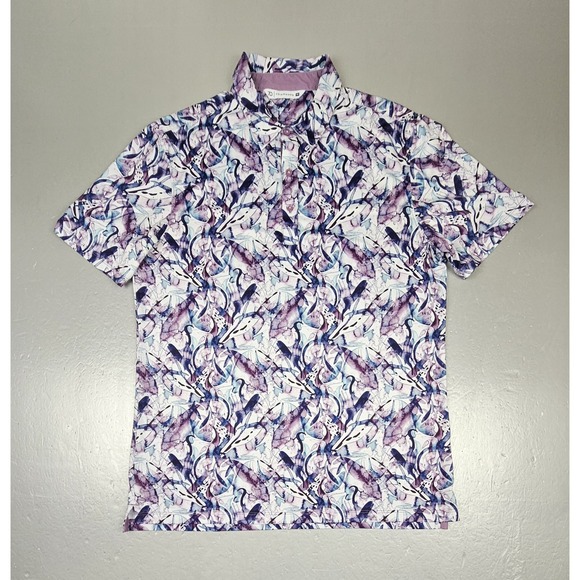 7 Diamonds Shirt Mens Medium White Abstract Pattern 4 Way Stretch Performance 7D - Picture 1 of 8